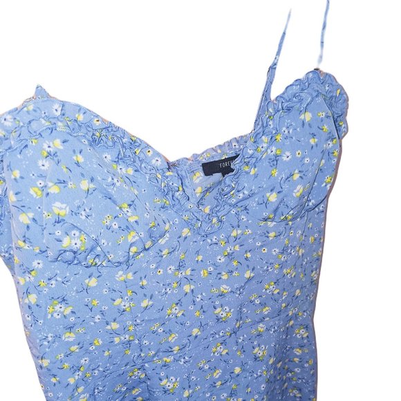 NWT Forever 21 blue floral midi dress - Picture 3 of 4